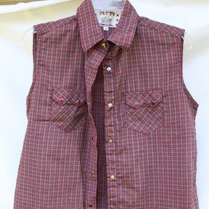 Crazy Cowgirl Snap Button Sleeveless Shirt Sz M